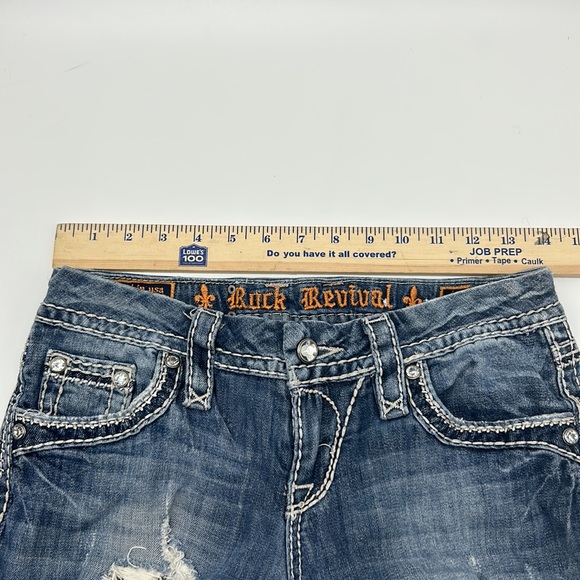 ROCK REVIVAL WOMEN SIZE 26x30 DONNA BOOTCUT JEANS DISTRESSED DENIM JEANS BLUE - Picture 11 of 14